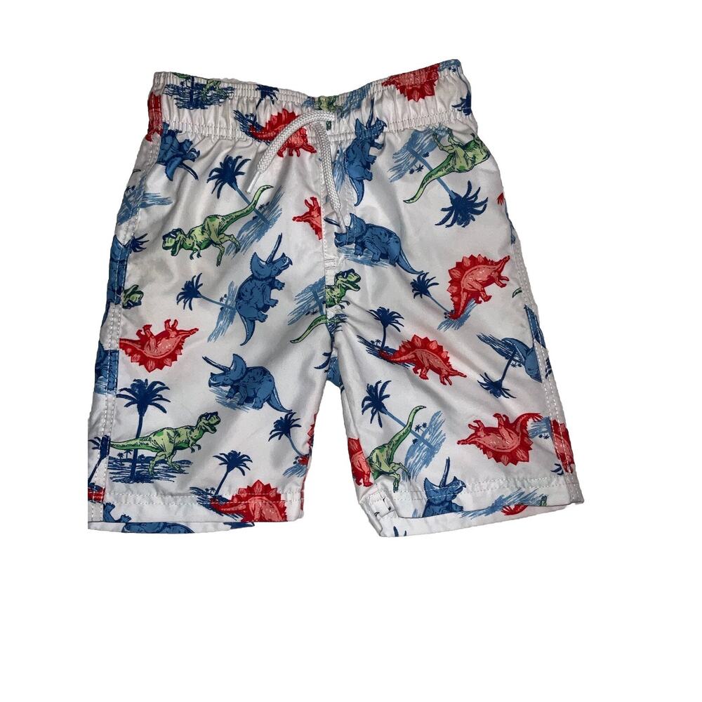 Dinosaur Swim Trunks 5/6 Month Toddler Sport Place White Dino-PREOWNED